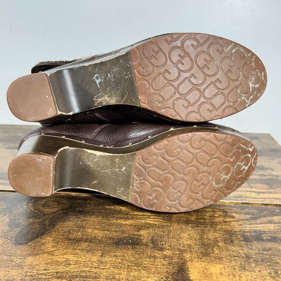 Ugg Womens 12 Leather Lynnea Wood Fleece Lined Ankle Boots Booties Fall Winter - Picture 14 of 14